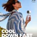 Diveblues Portable Handheld Turbo Fan, 5 Gear Wind, Battery Operated, Up to 12 Working Hours, 3 IN 1 Hand Fan with Air Turbo Tech Cooling Fan for Outdoor Activities, Travel, Working, Silvery white, Small