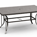 Pamapic Patio Dining Table, Outdoor Wicker Furniture for Backyard Garden Deck Poolside/Iron Slats Table Top