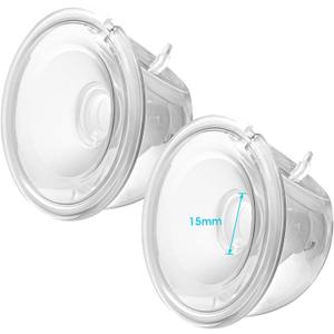 Double Wearable Breast Pump Parts 15mm Milk Collector Cup Compatible with Momcozy S9 Pro|S12 Pro Wearable Breastpump Incl 15mm Flange Use with S9 Pro|S12 Pro Parts/Accessories Replacement