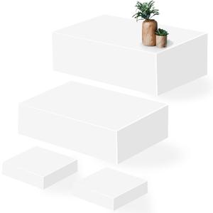 Large Buffet Risers Set of 4, 16"x8"x5" Display Stands, White Acrylic Food Risers for Party, Dessert Table, and Catering, Nesting and Stackable Display Risers