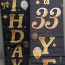 Happy Birthday Cheers to 33 Years Black Gold Yard Sign Door Banner 33rd Birthday Decorations Party Supplies