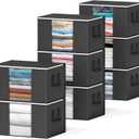 SpaceAid 8 Pack 90L Clothing Storage Bags, Heavy Duty Closet Storage Bins, Extra Large Moving bags, Storage Containers for Clothes, Blankets, Comforters, and Pillows - Black