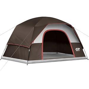CAMPROS CP Tent 6 Person, Waterproof Windproof Double Layer Family Dome Tent, Easy Setup with Large Mesh Windows & Wide Door for Camping