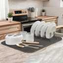 2 x Dark Gray Dish Drying Mats 20" x 15", XL Kitchen Drying Mat for Counter, Microfiber Dish Dryer Mat, Microfiber Dish Rack Mat, Foldable Dish Drying Pad for Dishes, Pots, Pans (Dark Gray)