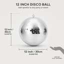 12" Disco Ball with Motor and Light 6-12RPM Rotator and RGB Spotlight for Party DJ Bands Dance Club Bar Wedding Event Studio Holiday Decor