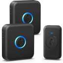Wireless Doorbell, Waterproof Door Bell with 60 Chimes, 5 Volume Levels & 2 Mute Modes, Loud Door Bell Ringer Wireless for Home Classroom Office (2 Receiver & 1 Button, Black, American Plug)