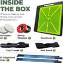 6-in-1 Golf Swing Trainer with Divot Board, Golf Grip Trainer, Alignment Sticks and Training Aid | Golf Accessories for Men & Women | Hitting Mat Practice Indoor & Outdoor, 6 feet by 2 feet