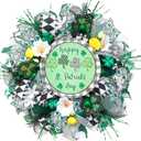 18 Inch St Patrick's Day Wreath for Front Door Green Mesh Wreath with Shamrock, Irish St Patricks Day for Indoor Outdoor Decorations Wall Home Decor