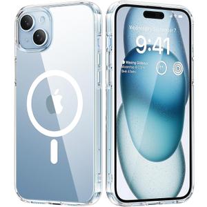 for iPhone 15 Plus Case, Strong Magnet-Compatible with MagSafe, Shockproof Military-Grade Protection, Slim Mag Safe Thin Bumper Phone Cover 6.7 in for Apple 15plus, Clear (Super Magnetic)