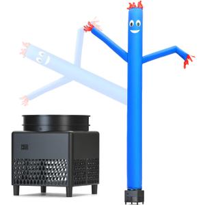 6ft Blue Inflatable Tube Dancing Man with Blower | Attention-grabbing Air Puppet Dancer for Business Promotion, Store Advertising, Party Decorations. Complete Set with Blower