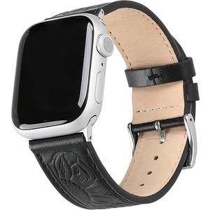 For Apple Watch Band 41 mm / 40 mm / 38 mm Series 7 /SE/ 6/5/4/3/2/1,Sunflower Tooled Leather Cowboy Replacement Western Apple Watch Retro Strap Bracelet for iWatch Men Women, Black/Silver