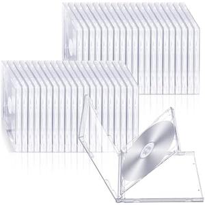 Tellegloww 10.4mm Double Cd Jewel Case Plastic Double 2 Disc Capacity DVD Standard Blank Cd Case Replacement with Two Disc Hubs for Disks Protection(Clear)