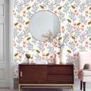 2 x Jeweluck Floral Wallpaper Peel and Stick Wallpaper Floral Contact Paper 17.7inch196.8inch Flower Bird Removable Wallpaper Peel and Stick Vintage Floral Wall Paper for Cabinets Decorative Vinyl