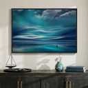 Black Framed Coastal Sailboat Canvas Wall Art, Teal Ocean Landscape Prints Paintings Artwork for Walls, Nautical Wall Decor for Bedroom, Dining Room, Bathroom, Office, Kitchen, Living Room 24x36 In
