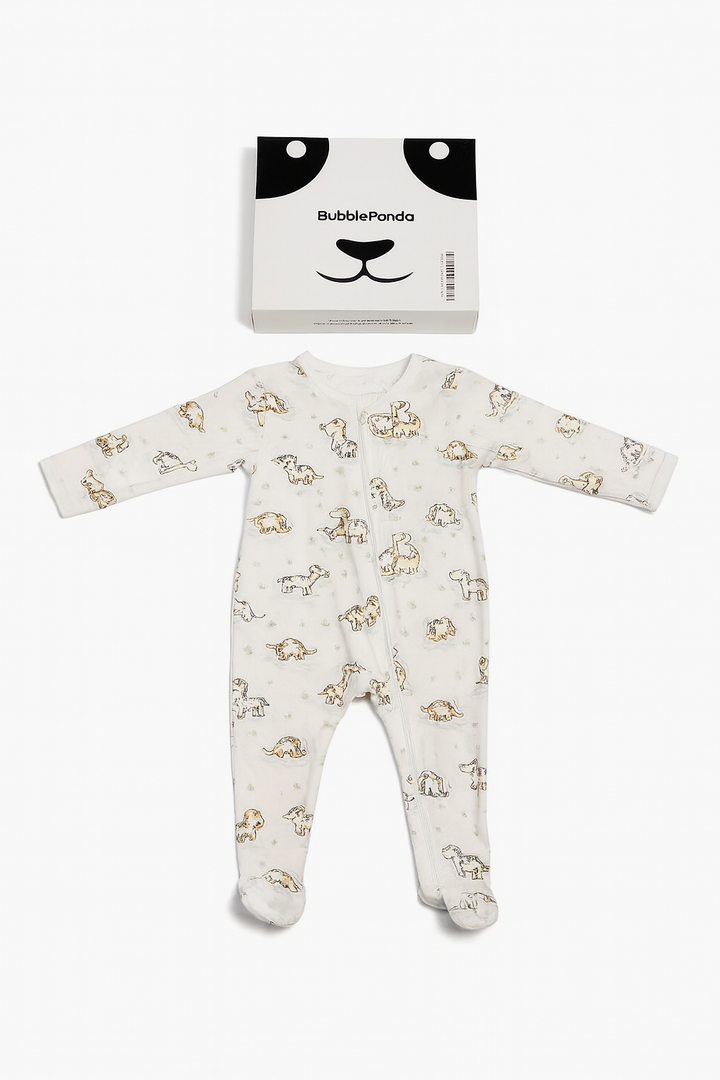 LITTLE ME Cute Dinosaur Print Infant Onesie with Footies, Size 9M