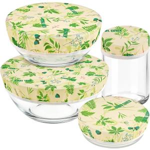 4 Pack Beeswax Bowl Covers for Bread Proofing,Sourdough Bowl Cover,Sourdough Jar Cover,4/6/9/11 Inch Natural Beeswax Organic Cotton Reusable Food Storage Lids for Jars,Bowls