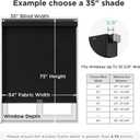Joydeco No Drill Blackout Shades, Free-Stop Cordless Roller Shades, UV Protection, Thermal Insulated Blinds for Indoor Windows, Easy Install Window Blinds for Home and Office (Black, 35" W X 75" H)
