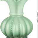 Joeyan Handmade Green Glass Flower Vase,7.9" Vintage Decorative Urn Vase for Centrepieces Bouquet Wedding,Colored Thickened Pedestal Vase Decorations for Rustic Home Living Room Office Farmhouse