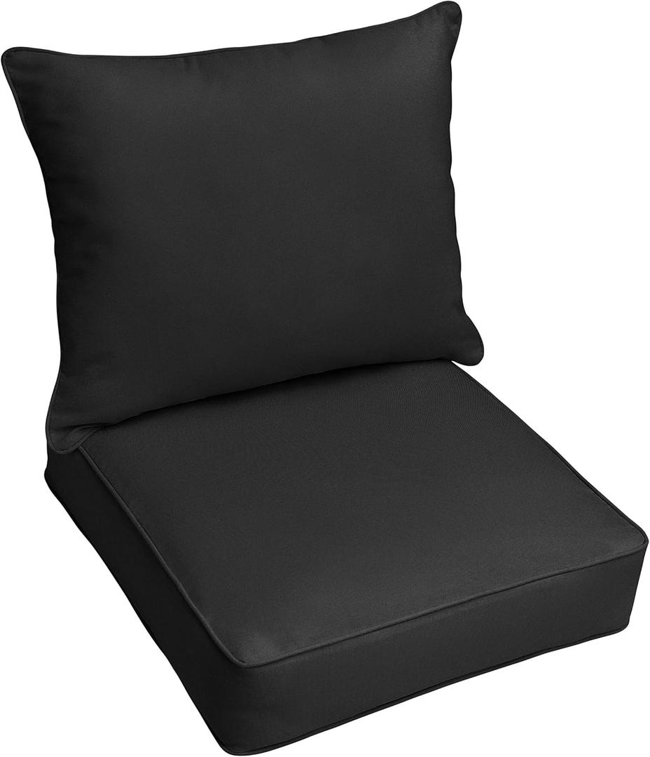 Outdoor cushion and pillow, Getting kinds yellow, to cushion 22x22in, pillow 22x18in ( Black )