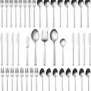 Alata Cube 45-Piece Forged Stainless Steel Flatware Set Cutlery Set,Service for 8,Silver Finish,Dishwasher Safe