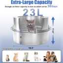 Stainless Steel Cat Litter Box with Lid, Extra Large 11.8" High Side Round Metal Litter Pan with Litter Scoop & Litter Box Step, Durable, Odor Control, Easy Clean for XL/XXL Big Cats & Multi-Kitty