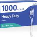 SACATR 1000 Count Plastic Forks Heavy Duty, Plastic Silverware Clear Forks, Premium Disposable Forks Bulk, BPA-Free, Heat Resistant, Suitable for Parties, Events and Everyday Use