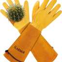 Long Gardening-Gloves Women/Men-Thorn proof Rose Pruning Heavy Duty Gauntlet- (Yellow, M)