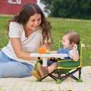 Bright Starts John Deere Pop 'N Sit Portable Booster Chair, Floor Seat, Indoor/Outdoor Use, Compact Fold, Green and Yellow, 6 Mos - 3 Yrs