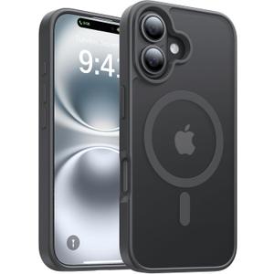 Magnetic for iPhone 16 Case, [Compatible with MagSafe][Military-Grade Drop Protection][Anti-Yellowing] Shockproof Protective Translucent Matte Cover for iPhone 16 Phone Case, Gray