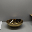 Oval Gold Vessel Sink with Faucet and Pop-Up Drain 17"x14" Bathroom Ceramic Basin Above Counter Bowl Sinks Thickened Compact Boat Shape Sinks for Small Bathrooms Vanities and Apartment Top