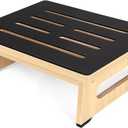 One Step Stool for Adults Seniors with Non-Slip Rubber Stepping Feet, Heavy Duty Platform Step Stools, 5.5 in Portable Bed Steps for High Beds for Bathroom, Bedroom, Kitchen & Bedside Kids Support (Light Wood)