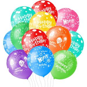 50pcs 12inch Happy Birthday Balloons for Men&Women, Assorted Balloons for Party, Beautiful Flowers Printed Decoration (Birthday)