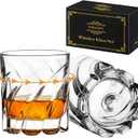 PARACITY Spinning Whiskey Glasses Set of 2, Rotatable Old Fashioned Glassware, Bourbon/Cocktail/Rock Glasses for Bar, Party and Home, Whiskey Gift for Men