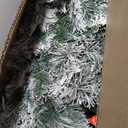7.5FT Pre-lit Snow Flocked Christmas Tree Spruce with Remote Control, 600 Warm White Multi-Color Lights, Artificial Hinged/Feel Real/Realistic for Home, Holiday Decoration Dual Color LED