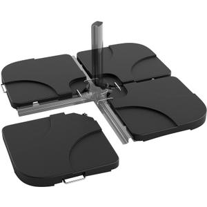 Garvee 4Pcs Patio Umbrella Base 220LB Capacity Heavy Weight Stand Umbrella Stand for 10-15FT Umbrellas, Water/Sand Filled, Clip-Locked Assembly, Umbrellas Holder for Outdoor Deck Poolside, Black