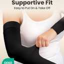 KEMFORD Compression Lymphedema Arm Sleeves for Women 15-20 mmHg, Silicone Grip, 1 Pair, Black, XL Medical Full Arm Support for Swelling, Circulation & Edema (Black, XL)