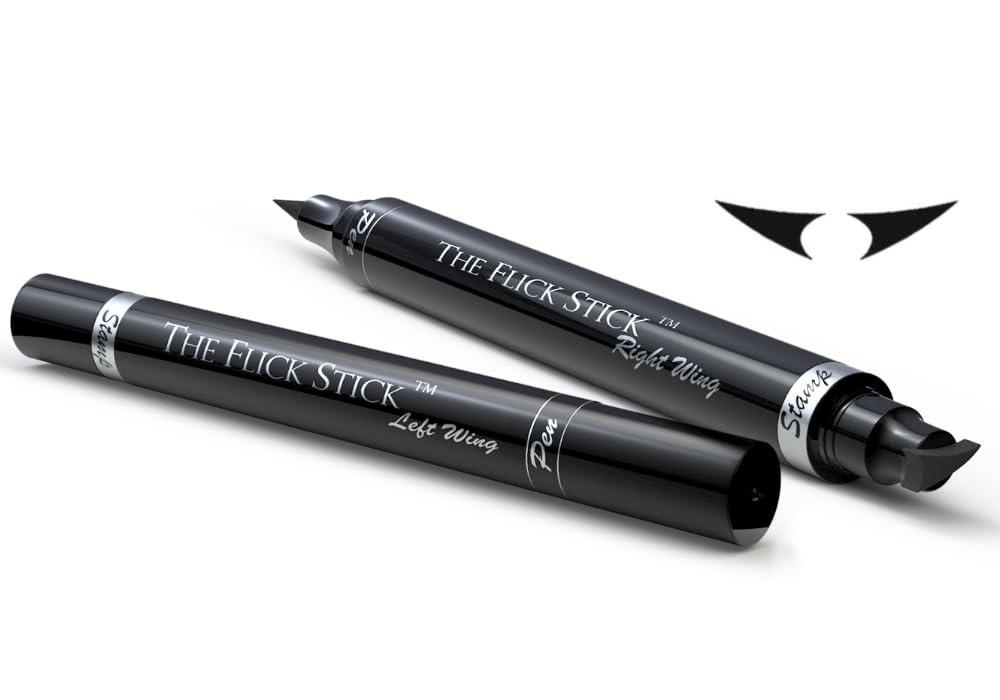 The Flick Stick Winged Eyeliner Stamp For Quick and Easy Cat Eye Makeup, SmudgeProof & Waterpoof Eye Liner Cat Eye Stencil Makeup Tool, Wingliner, Liquid Eyeliner Pens (8mm Mini, Midnight Black)