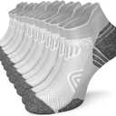 Cushioned Cotton Ankle Compression Socks for Men Women 6 Pairs Wicking Low Cut Arch Support Plantar Fasciitis Socks (XX-Large, 03 - 6 Gray)