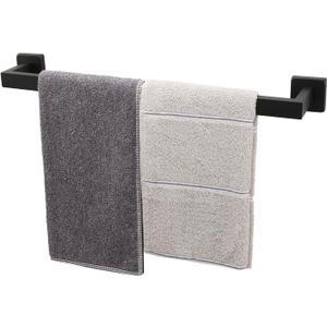 TocTen Bath Towel Rack - Square Base Thicken SUS304 Stainless Steel Towel Bar for Bathroom, Bathroom Accessories Towel Rod Heavy Duty Wall Mounted Towel Holder. (Black, 20)