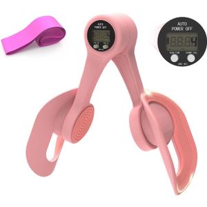 Thigh Trainer, 360Adjustable Pelvic Floor Muscle Trainer with LED Display, Inner Thigh Exerciser with 20LB Resistance Band for Women, Home Fitness Equipment for Hip, Leg, Arm (Pink)