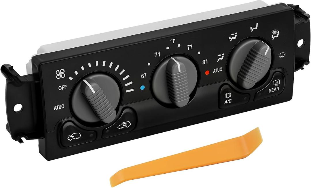 599-215 HVAC Climate Control Module Compatible with 2000 2001 2002 Chevy Avalanche Silverado Suburban Tahoe and GMC Sierra Yukon, A/C Heater Control Panel Replaces 12208020 15060162 15748167