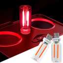 LYCARESUN 2 PCS Car USB Night Light Bulb, Touch Dimmable Car Interior Ambient Lights, Portable Mini USB Retro Glass Bottle Lamp Decorations for Vehicle, Bedroom, Hallway, Camping (Red)