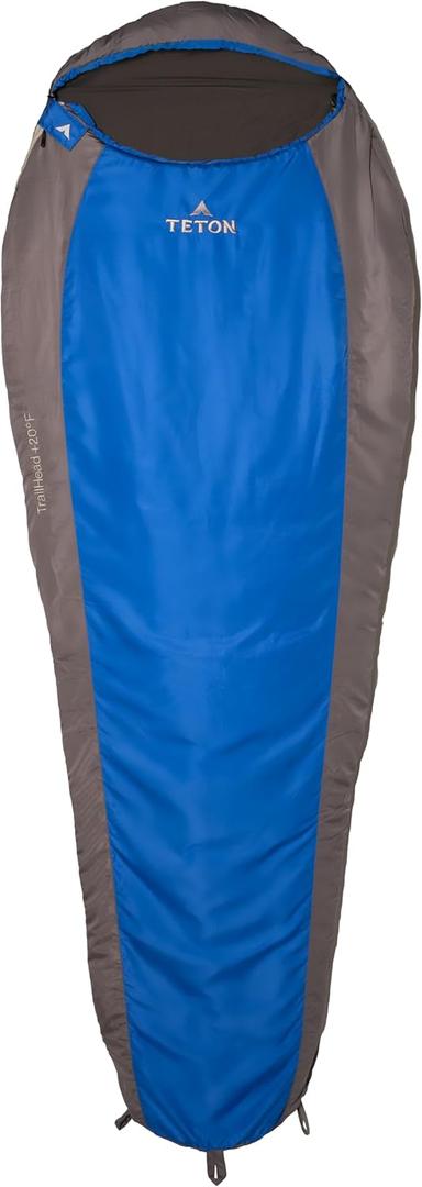 Teton 20F and 5F Degree Sleeping Bag; Lightweight, Warm Weather Mummy Sleeping Bags for Adults and Kids, Camping, Backpacking, Hiking