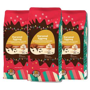 Crazy Cups Flavored Ground Eggnog Coffee, Caramel Eggnog in 10 oz Bag, 3 Pack, Best By Jan. 08, 2026
