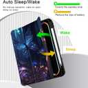 Case for M4 iPad Pro 11 inch 2024 Released Model A2836/A2837/A3006, Shockproof Tablet Case with Pencil Holder & Auto Wake/Sleep & Soft TPU Back Cover, Glowing Butterfly