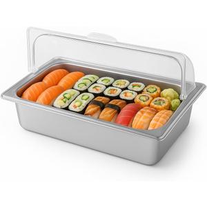 Ice Food Display Tray with Roll Top Cover, 3.9''Deep 1 Pan