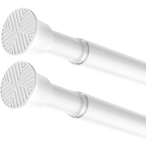 2 Pack Spring Tension Curtain Rod 32-62 inch, Adjustable Expandable Tension Curtain Rod No Drilling, Tension rods for Window Doorway Kitchen Curtain, White
