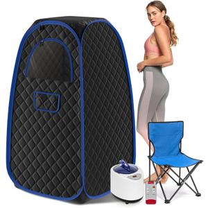 Sauna Box, Portable Sauna for Home, Steam Sauna Tent with Steamer, Remote Control, Folding Chair, 9 Levels