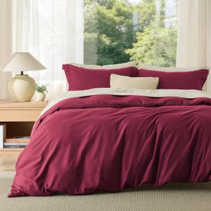 Bedsure Duvet Cover Full Size - Soft Double Brushed Bedding Set for Kids & Adults, Zipper Closure, 3 Pieces, Includes 1 Duvet Cover (80"x90") & 2 Pillow Shams, NO Comforter, Burgundy Red