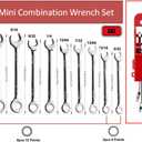 10 x Mini Wrench set, 10-Piece Small Combo Wrench set, Ignition Wrench, Micro&Lightweight, SAE Size: 5/32", 3/16", 13/64", 7/32", 15/64", 1/4", 9/32", 5/16", 3/8", 7/16", with Unique Wrench Organizer (Red)